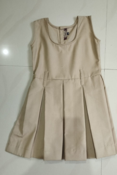 Beige Sleeveless Frock Dress